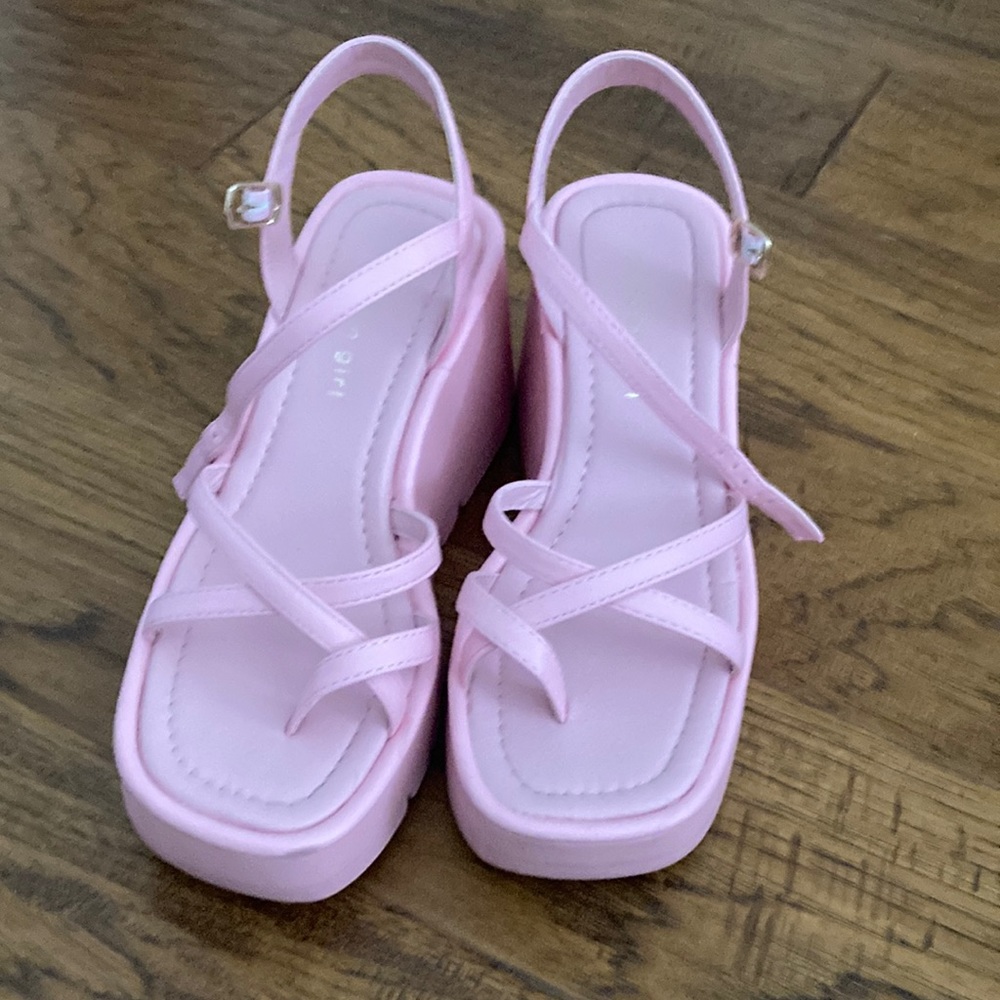 Madden girl pink in Paris chunky wedge sandal